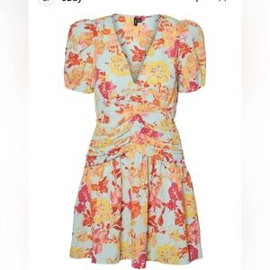 Vero Moda Ruched Floral Puff-Sleeve Dress – Size XL (EUC) 🌸
